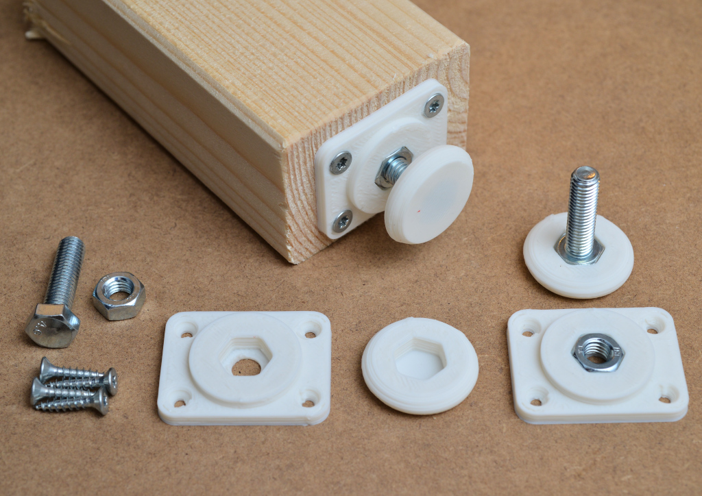 Screw in leveling feet using an M8 bolt