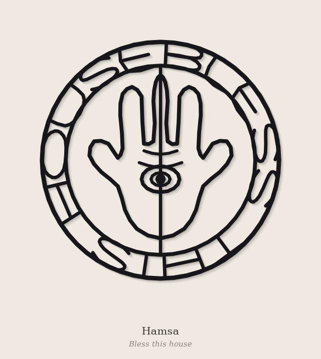 Hamsa Wall Art | Bless This House | Protective Hand Line Art | No Supports
