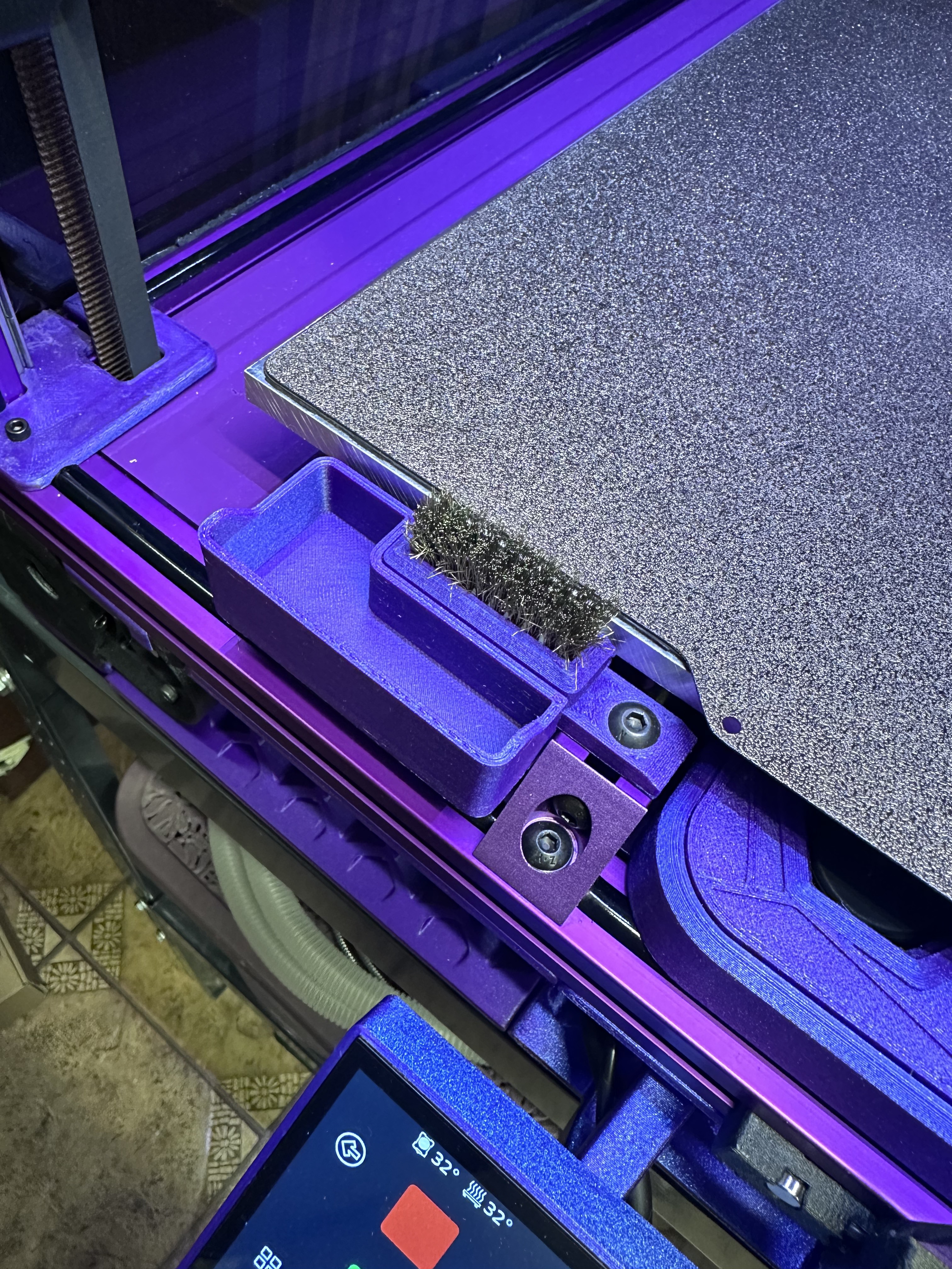 Front attached Nozzle Scrubber with a Little Bucket for Voron 2.4