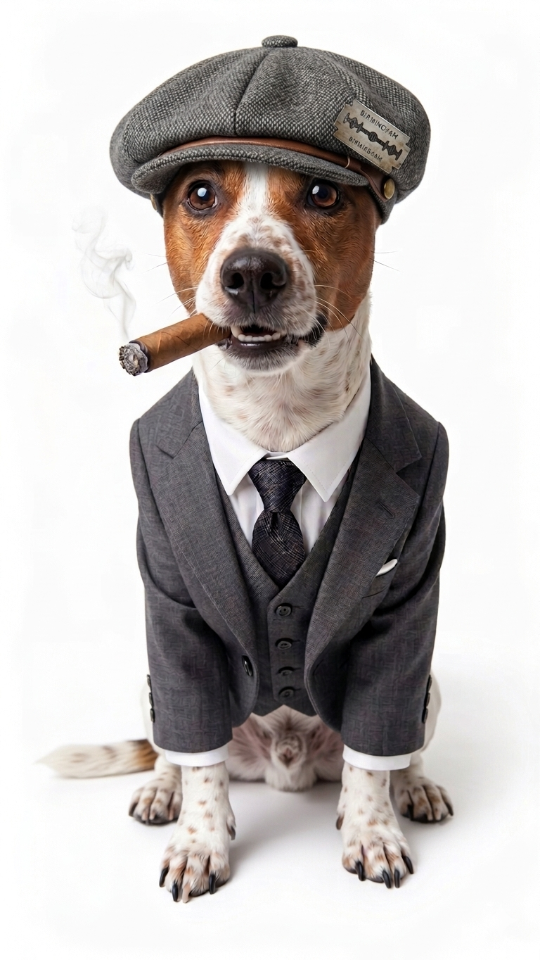 Jack Russell Terrier in the style of Thomas Shelby