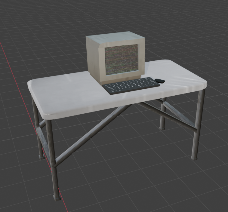 Desk with computer
