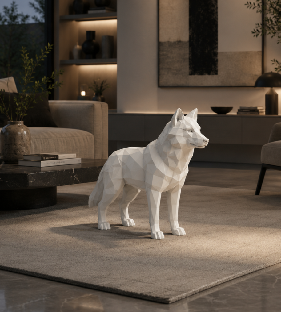 Low Poly Wolf – Modern Sculpture